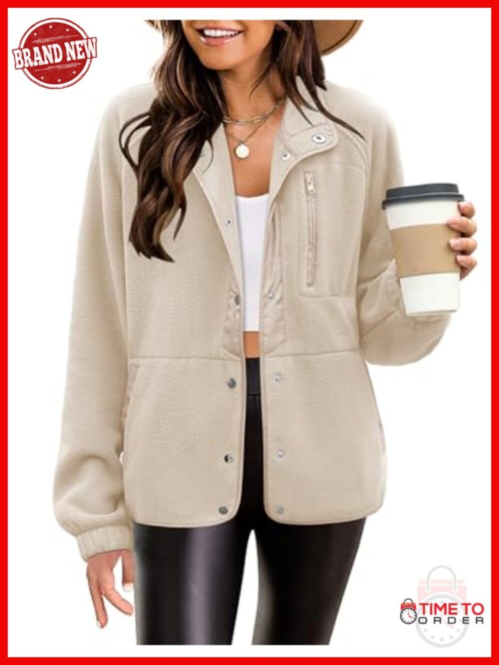 Cozy Fleece Jacket Western Aztec Print Snap Button Down with Pockets